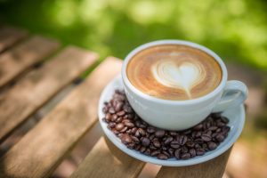 Latte Art coffee with coffee bean